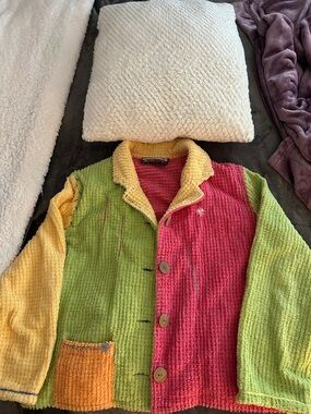 Colorblock Teddy Jacket - Pink, Green & Yellow
